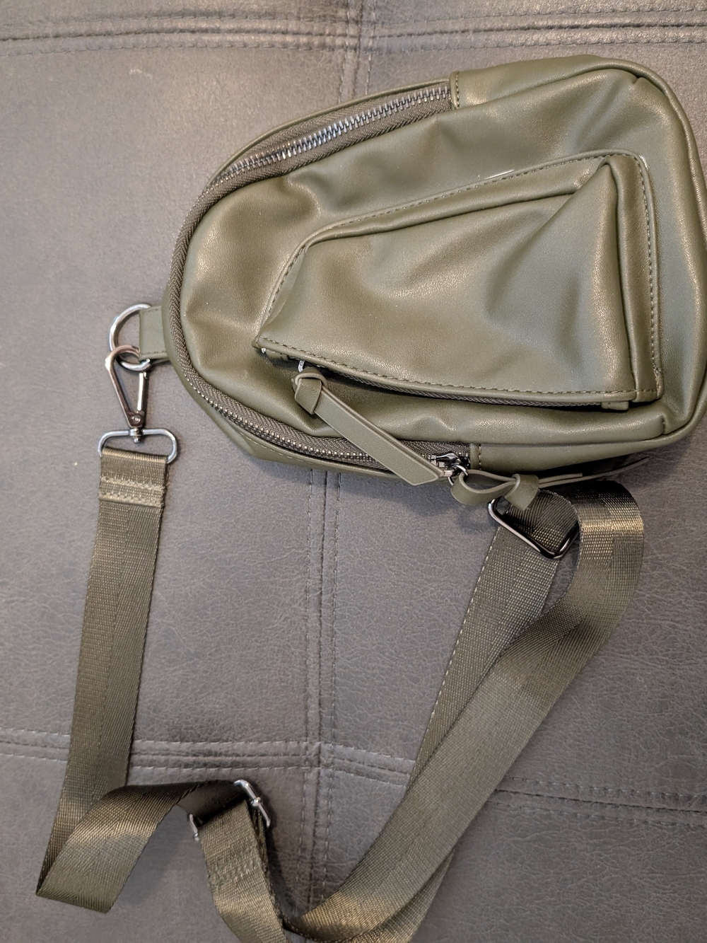 summer & rose olive green crossbody bag with cream interior